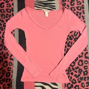 Vintage Abercrombie & Fitch long sleeve fitted V-neck Tee baby doll top